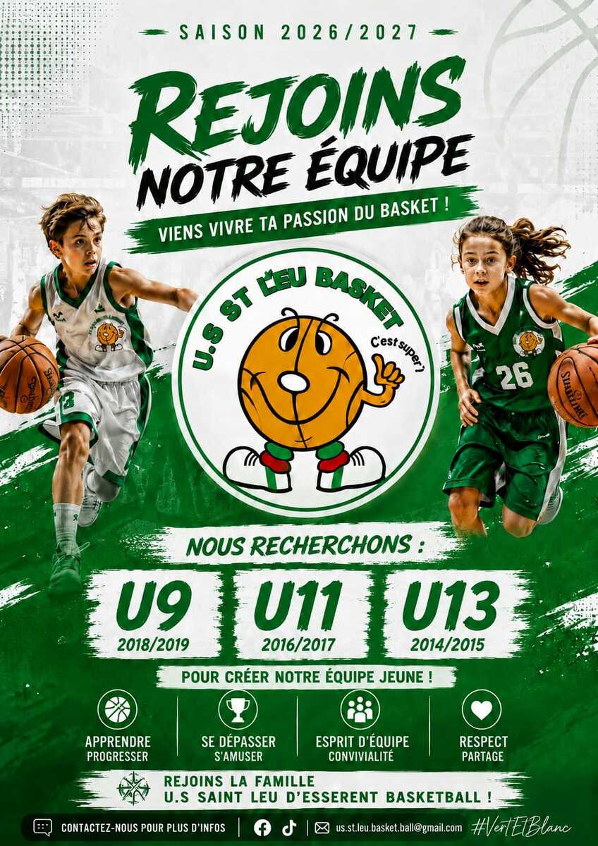 Rejoins les équipes U9, U11 et U13 pour la saison 2026-2027